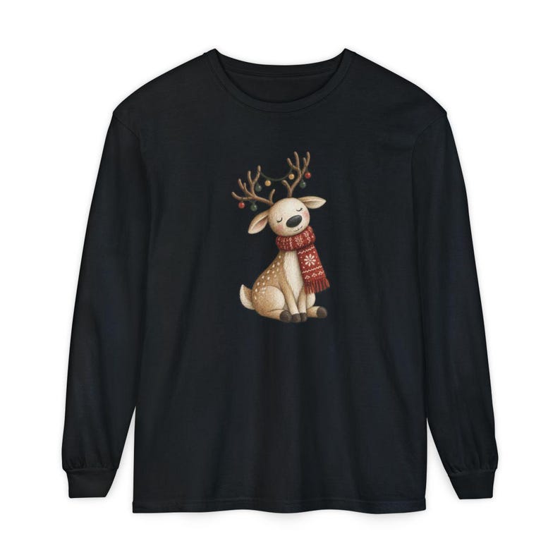 Whimsical Reindeer Christmas Shirt, Cozy Holiday Deer Sweatshirt, Cute Woodland Winter Tee image 13