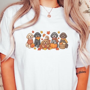 Schnoodle Fall Shirt, Dog Lover Gift, Autumn Harvest Tee, Doodle Dog Sweatshirt, Pumpkin Patch Crewneck, Fall Puppy Apparel image 1