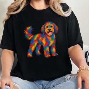 Aussiedoodle Shirt, Colorful Dog Art, Doodle Dog Gift, Aussiedoodle Mom Shirt, Rainbow Dog Lover Tee image 4