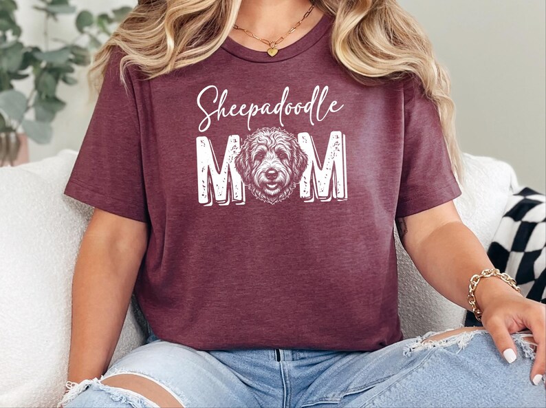 Sheepadoodle Mom Shirt, Sheepadoodle Mama Tee, Doodle Lover Dog Owner, Sheepdog Mix Pet Parent, Funny Canine Lover T-Shirt, Dog Mom Clothing image 1