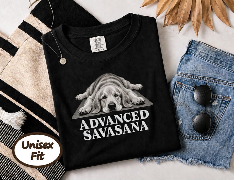 Golden Retriever Yoga Shirt, Funny Yoga Shirt, Advanced Savasana Tee, Dog Lover Gift, Meditation Shirt, Yoga Class Gift, Animal Graphic Tee image 5