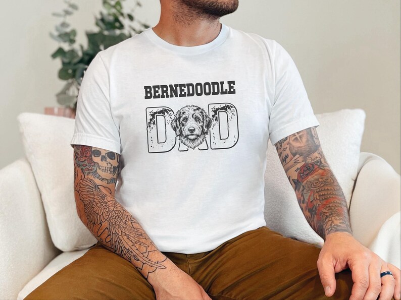 Bernedoodle Dad Dog Graphic Tee, Funny Doodle Lover Gift for Him, New Pet Owner Present, Best Dog Dad Fathers Day Animal Lover T-shirt image 2