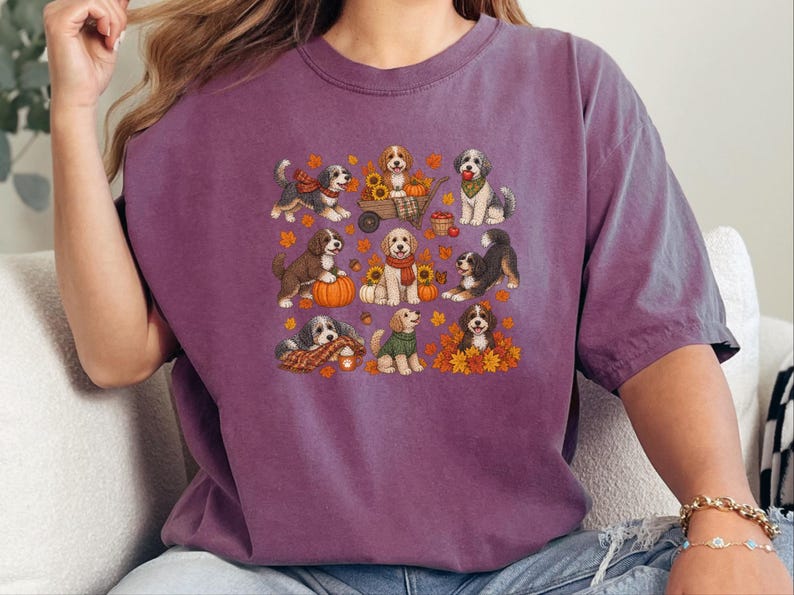 Aussiedoodle Fall Activities Shirt, Doodle Lover Gift, Autumn Puppy Tee, Golden Doodle Mom Sweatshirt, Cozy Fall Dog Lover Clothing image 7