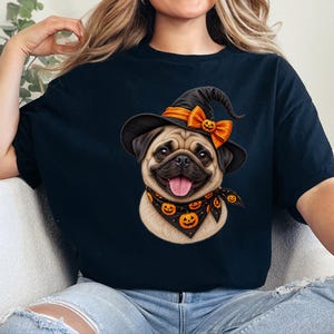 Halloween Pug Shirt, Pug Mom Gift, Witch Dog Tee, Spooky Dog Owner Gift, Dog Lover Halloween Gift image 9