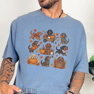 Fall Dachshund Shirt, Autumn Dog Lover Gift, Doxie Mom Tee, Cute Wiener Dog Shirt, Pumpkin Pet Lover Top imagen 5