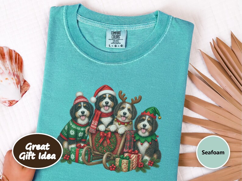 Christmas Bernedoodle Shirt, Festive Puppy Sweatshirt, Holiday Dog Lover Gift, Bernedoodle Christmas Gift, Winter Dog Shirt image 10