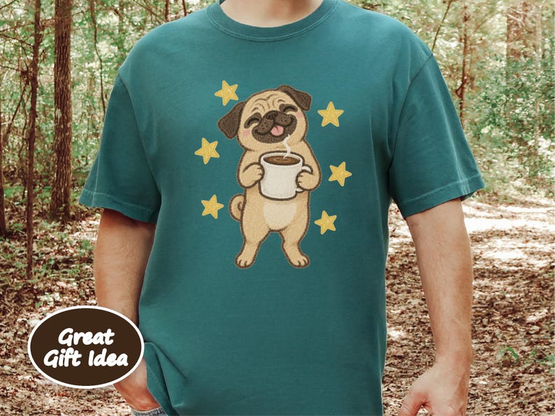 Pug Coffee Shirt, Pug Lover Gift, Coffee Lover Graphic Tee, Funny Pug T Shirt, Dog Owner Gift, Pug Mom Shirt Bild 10