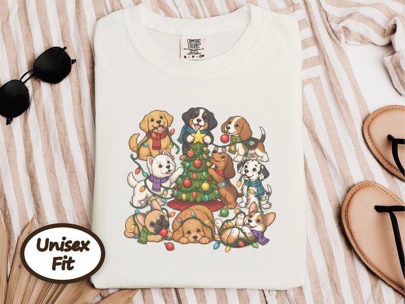 Christmas Dog Shirt, Holiday Puppies Gift, Festive Dogs Tee, Cute Puppy Christmas Sweater, Dog Lover Gift Idea image 7