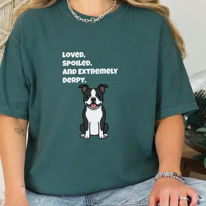 Comfort Colors rolig Bostonterrier-tröja, älskad, bortskämd och extremt derpy-tröja, nyckfull Bostonterrier-tröja för hundägare, rolig hundtröja bild 3