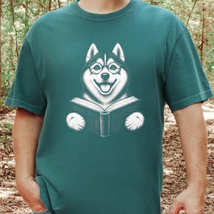 Husky Reading Shirt, Husky Dog Gift, Bookish Dog Tee, Dog Reading Shirt, Husky Mom Gift image 9