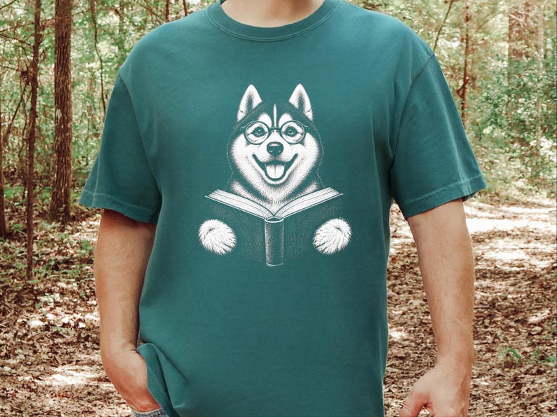 Husky Reading Shirt, Husky Dog Gift, Bookish Dog Tee, Dog Reading Shirt, Husky Mom Gift image 9