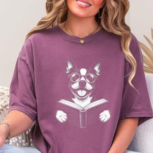 Boston Terrier Reading Book Shirt, Bookish Dog Tee, Boston Terrier Gift, Dog Lover Book Tee, Library Shirt image 8