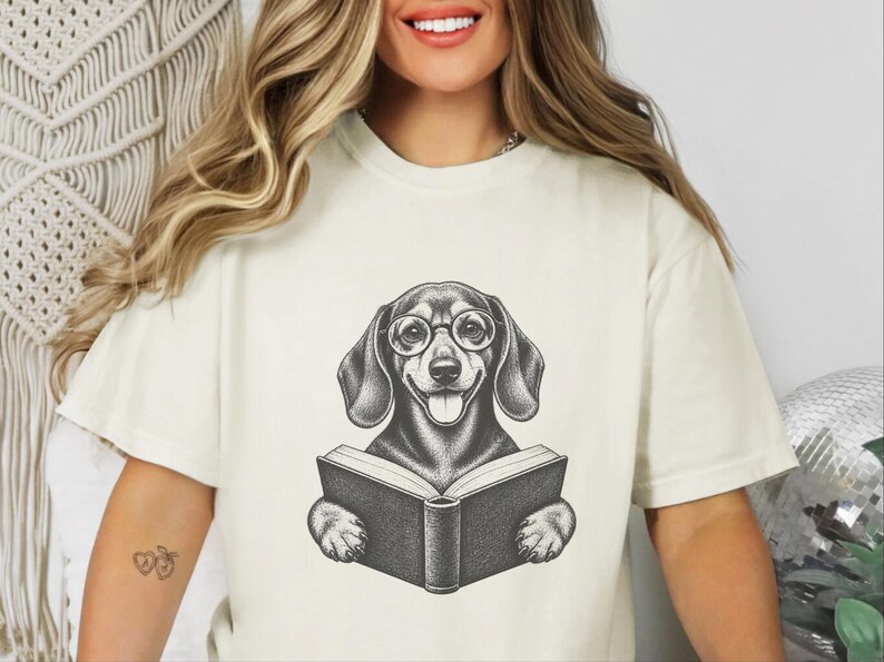 Camiseta de lectura para perros salchicha, regalo para amantes de los libros, camiseta de biblioteca para perros salchicha, regalo para mamás de perros salchicha, camiseta de biblioteca para perros salchicha imagen 9