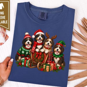 Christmas Bernedoodle Shirt, Festive Puppy Sweatshirt, Holiday Dog Lover Gift, Bernedoodle Christmas Gift, Winter Dog Shirt image 8