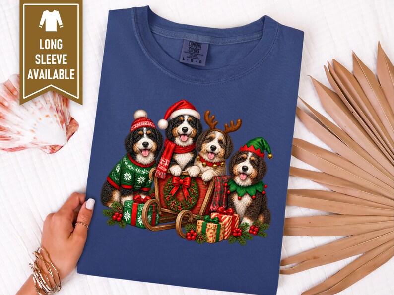 Christmas Bernedoodle Shirt, Festive Puppy Sweatshirt, Holiday Dog Lover Gift, Bernedoodle Christmas Gift, Winter Dog Shirt image 8