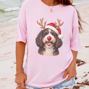 Bernedoodle Christmas Shirt, Christmas Bernedoodle Gift, Bernedoodle Mom Sweatshirt, Festive Dog Crewneck, Santa Paws Holiday Tee image 4