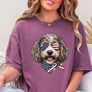 Comfort Colors Patriotic Aussiedoodle Shirt, Semiquincentennial Independence Day Patriotic Dog Owner Clothing, American Goldendoodle Mother image 4