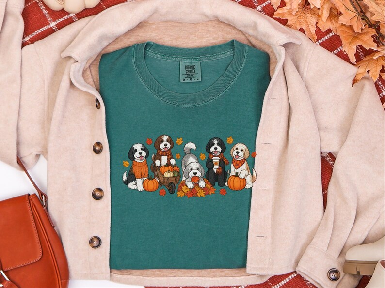 Camiseta de otoño para Sheepadoodle, Camiseta de otoño para perros, Regalo para amantes de los perros, Camiseta de otoño para mamás de perros, Mamá de Sheepadoodle, Camiseta acogedora de otoño imagen 5