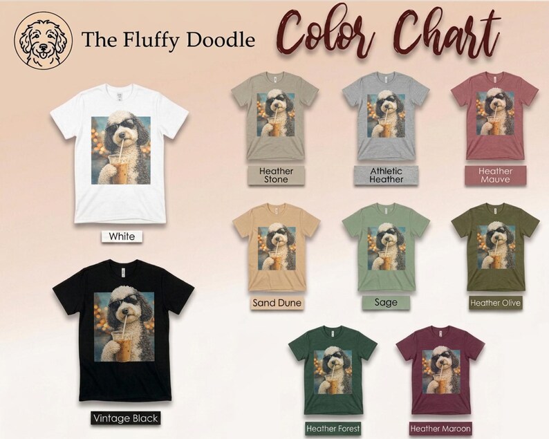 Camiseta de perro con café, camiseta de perro Sheepadoodle con café helado, camiseta divertida de Sheepadoodle, camiseta de verano para amantes del café, camiseta de mamá de Sheepadoodle imagen 9
