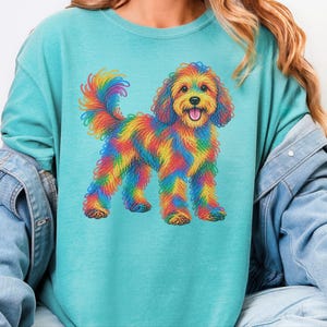 Cavapoo Shirt, Cavapoo Mom Gift, Colorful Dog Tee, Doodle Dog Art, Rainbow Puppy Graphic, Pet Lover Shirt image 3