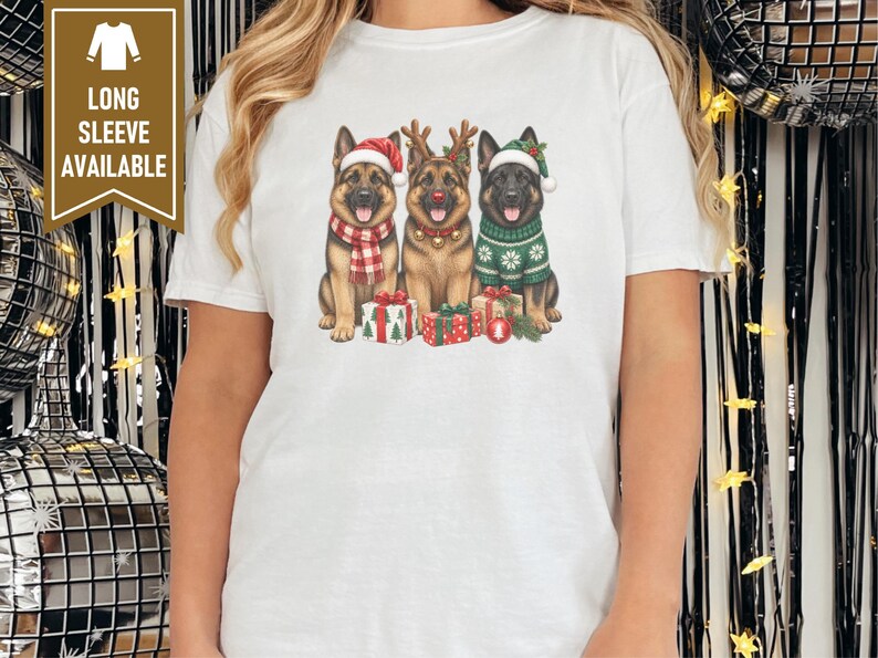 German Shepherd Christmas Sweatshirt, Festive Dog Mom Gift, Holiday Puppy Crewneck, Christmas Dog Shirt, GSD Lover Present image 6