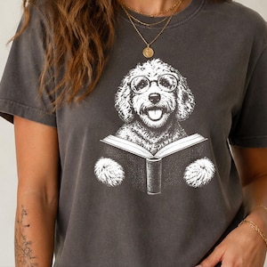 Goldendoodle Shirt, Book Lover Gift, Dog Reading Shirt, Doodle Mom Gift, Bookish Dog Tee, Vintage Doodle Shirt, Reader Gift image 5
