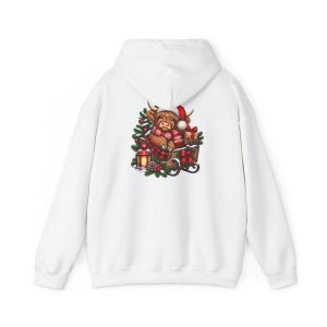 Christmas Highland Cow Sweatshirt, Santa Cow Holiday Gift, Festive Farm Animal Shirt, Winter Cow Lover Tee image 12