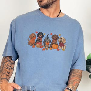 Dachshund Fall Shirt, Autumn Dog Lover Gift, Wiener Dog Sweater, Cute Fall Doxie Tee, Sausage Dog Fall Shirt imagen 4