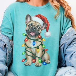 Christmas Dog Shirt, French Bulldog Christmas Gift, Holiday Dog Shirt, Frenchie Mom Sweatshirt, Christmas Pet Lover Tee image 4