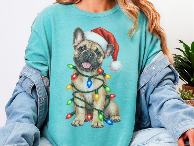 Christmas Dog Shirt, French Bulldog Christmas Gift, Holiday Dog Shirt, Frenchie Mom Sweatshirt, Christmas Pet Lover Tee image 4