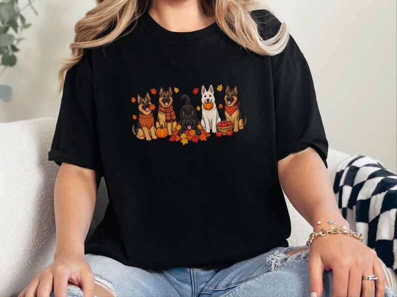 Fall German Shepherd Shirt, German Shepherd Mom Gift, Autumn Dog Lover Tee, Gsd Sweatshirt, Pumpkin Season Hoodie image 4