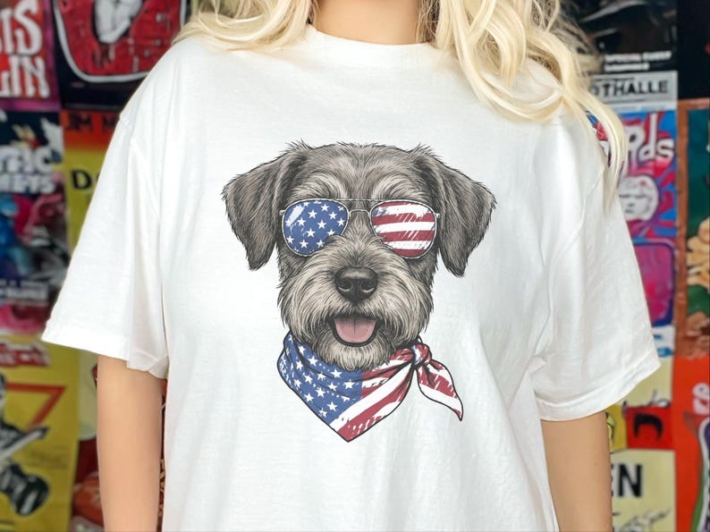 Comfort Colors Patriotic Schnoodle Dog Shirt, Independence Day Dog Mom Sweatshirt, Red White Blue American Flag Dog Lover Tee, Schnoodle Dad Bild 9