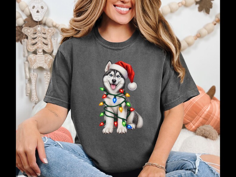 Husky Christmas Shirt, Husky Christmas Sweatshirt, Dog Christmas Gift, Holiday Dog Owner Gift, Siberian Husky Lover Tee image 7