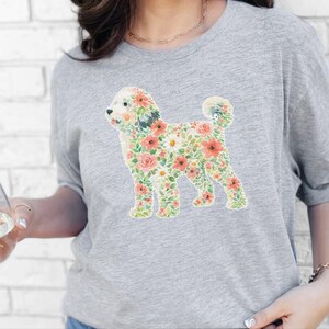 Sheepadoodle T-Shirt, Floral Sheepadoodle Silhouette Art Print, Boho Pet Lover Gift, Whimsical Doodle Art, Dog Mom Present image 6