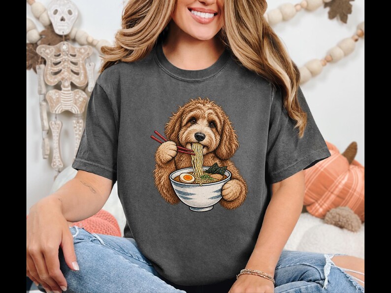 Labradoodle Lover Shirt, Labradoodle Gift, Ramen Lover Tee, Funny Dog Art image 7