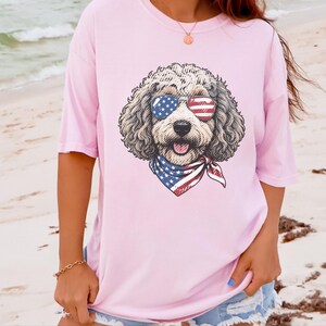 Comfort Colors Sheepadoodle Patriotic Sweatshirt, Independence Day Goldendoodle Sweatshirt, Fourth of July Sheepadoodle Shirt immagine 8