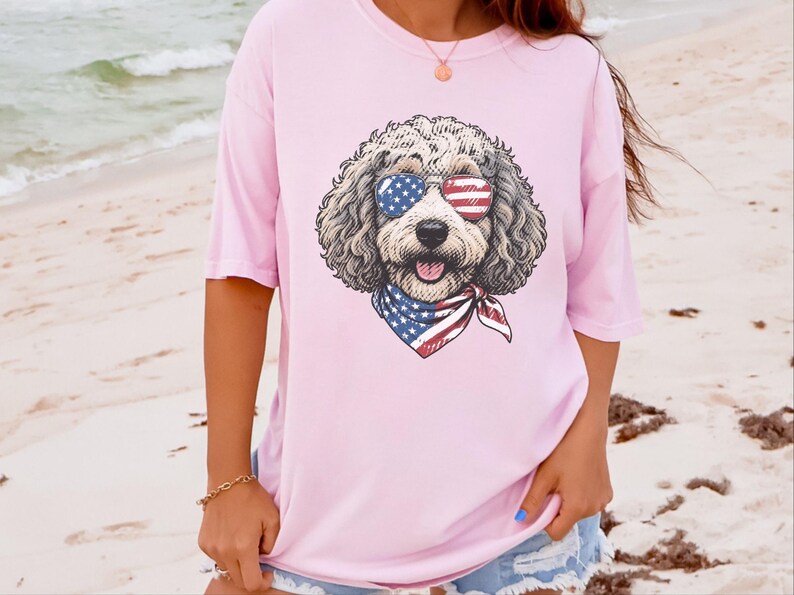 Comfort Colors Sheepadoodle Patriotic Sweatshirt, Independence Day Goldendoodle Sweatshirt, Fourth of July Sheepadoodle Shirt immagine 8