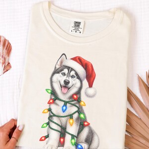 Husky Christmas Shirt, Husky Christmas Sweatshirt, Dog Christmas Gift, Holiday Dog Owner Gift, Siberian Husky Lover Tee image 3