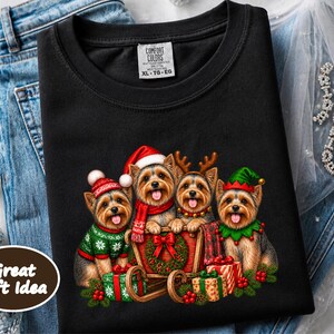 Yorkie Christmas Shirt, Yorkie Mom Gift, Holiday Dog Shirt, Festive Puppy Top, Dog Lover Gift image 6