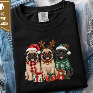 Christmas Pug Sweatshirt, Pug Christmas Gift, Holiday Dog Shirt, Pug Lover Sweatshirt, Festive Puppy Crewneck, Pug Mom Gift image 6