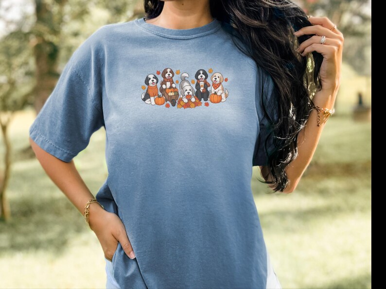 Camiseta de otoño para Sheepadoodle, Camiseta de otoño para perros, Regalo para amantes de los perros, Camiseta de otoño para mamás de perros, Mamá de Sheepadoodle, Camiseta acogedora de otoño imagen 3