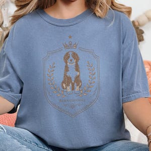Comfort Colors Bernedoodle Tee Royal Crest Dog Art, Doodle Dog Owner Shirt, Bernedoodle Mom Dad Gift, Canine Lover Tee, Doodle Dog Gift image 4
