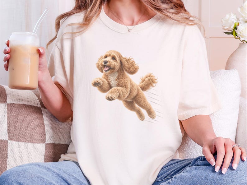 Cockapoo Shirt, Cockapoo Mom Gift, Running Dog Tee, Doodle Lover Shirt, Fast Dog Apparel, Pet Owner Gift image 1