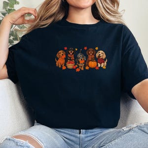Dachshund Fall Shirt, Autumn Dog Lover Gift, Wiener Dog Sweater, Cute Fall Doxie Tee, Sausage Dog Fall Shirt imagen 1