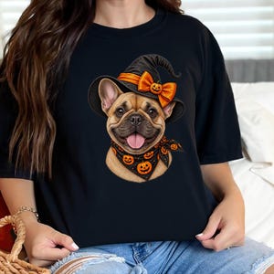 Frenchie Halloween Shirt, Frenchie Mom Gift, Halloween Dog Shirt, French Bulldog Mom Tee, Witch Dog Shirt, Spooky Dog Mom image 2