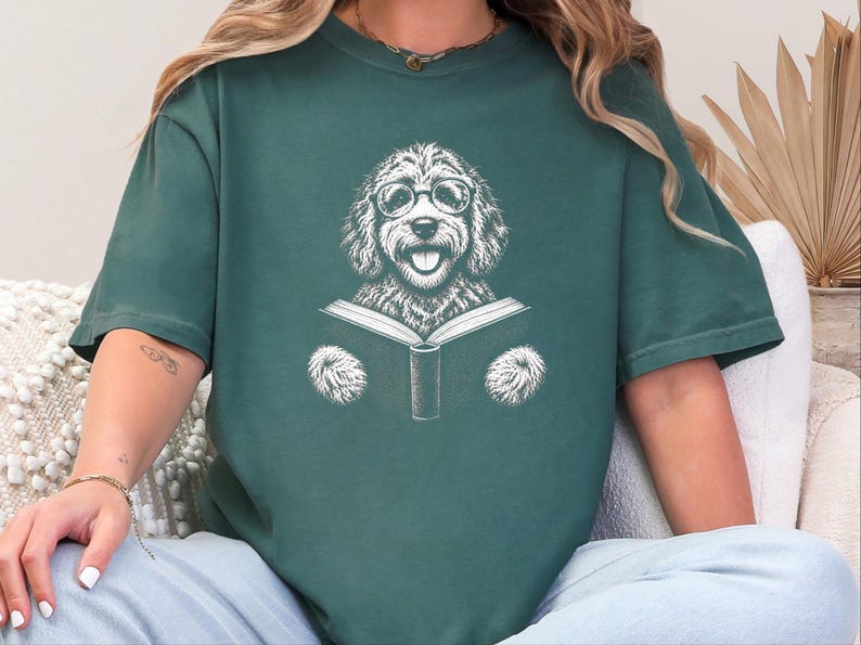 Labradoodle Reading Shirt, Bookish Dog Lover Gift, Labradoodle Dad Tee, Reading Dog Shirt, Bookworm Outfit image 8