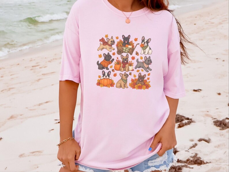 French Bulldog Fall Shirt, Frenchie Mom Gift, Autumn Dog Lover Tee, Pumpkin Season Sweater, Cute Puppy Graphic Top image 7