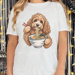 Camiseta de ramen para cockapoo, regalo para amantes de los fideos, camiseta de ramen para amantes de los perros, regalo divertido para dueños de cockapoo, camiseta de comida asiática imagen 1