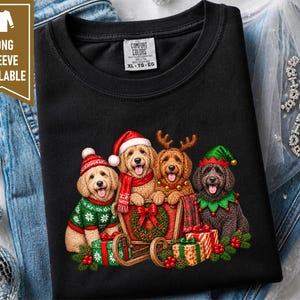 Goldendoodle Christmas Shirt, Holiday Dog Lover Gift, Festive Puppy Sweatshirt, Winter Doodle Tee afbeelding 5