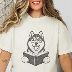 Husky Reading Shirt, Husky Dog Gift, Bookish Dog Tee, Dog Reading Shirt, Husky Mom Gift image 10